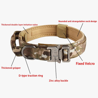 Durable Outdoor Tactical Dog Collar with Metal Buckle - Breathable Nylon for Medium and Large Dogs