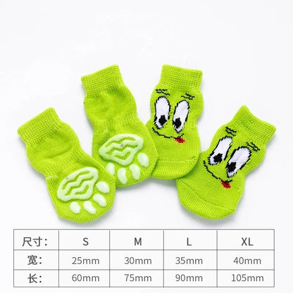4 Pcs/Set Adorable Non-Slip Pet Socks for Cats and Puppies - Protects Paws and Keeps Them Warm!