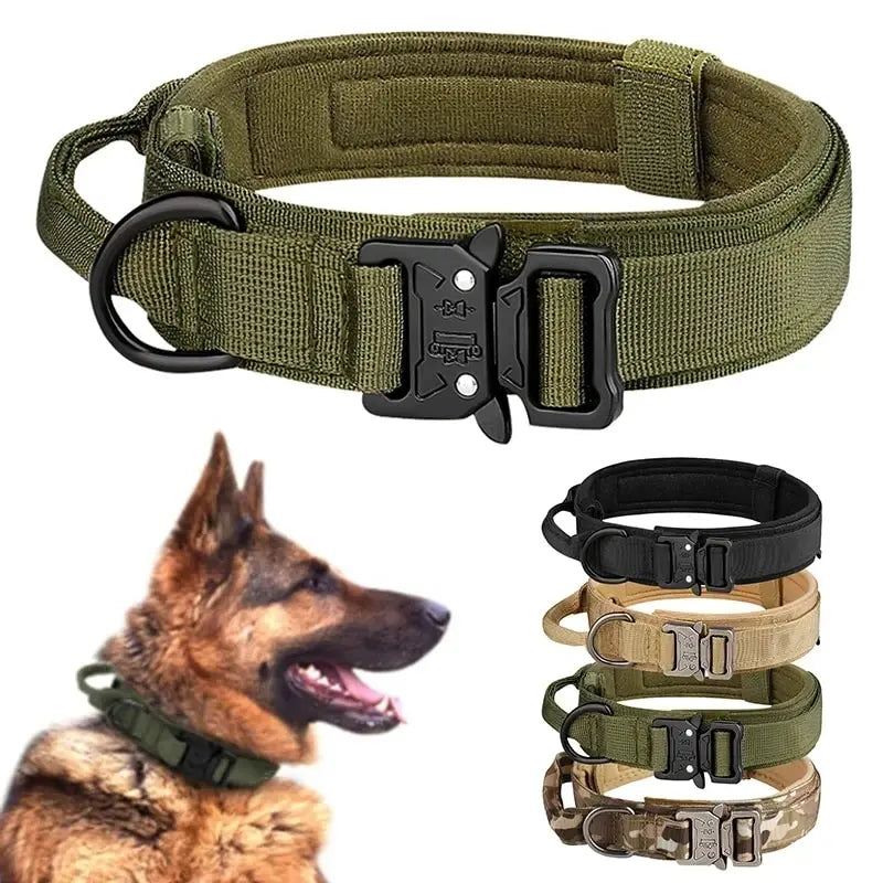 Durable Outdoor Tactical Dog Collar with Metal Buckle - Breathable Nylon for Medium and Large Dogs
