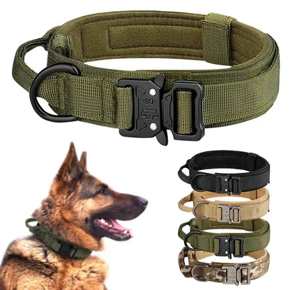 Durable Outdoor Tactical Dog Collar with Metal Buckle - Breathable Nylon for Medium and Large Dogs