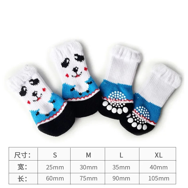 4 Pcs/Set Adorable Non-Slip Pet Socks for Cats and Puppies - Protects Paws and Keeps Them Warm!