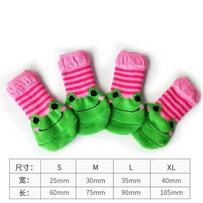 4 Pcs/Set Adorable Non-Slip Pet Socks for Cats and Puppies - Protects Paws and Keeps Them Warm!