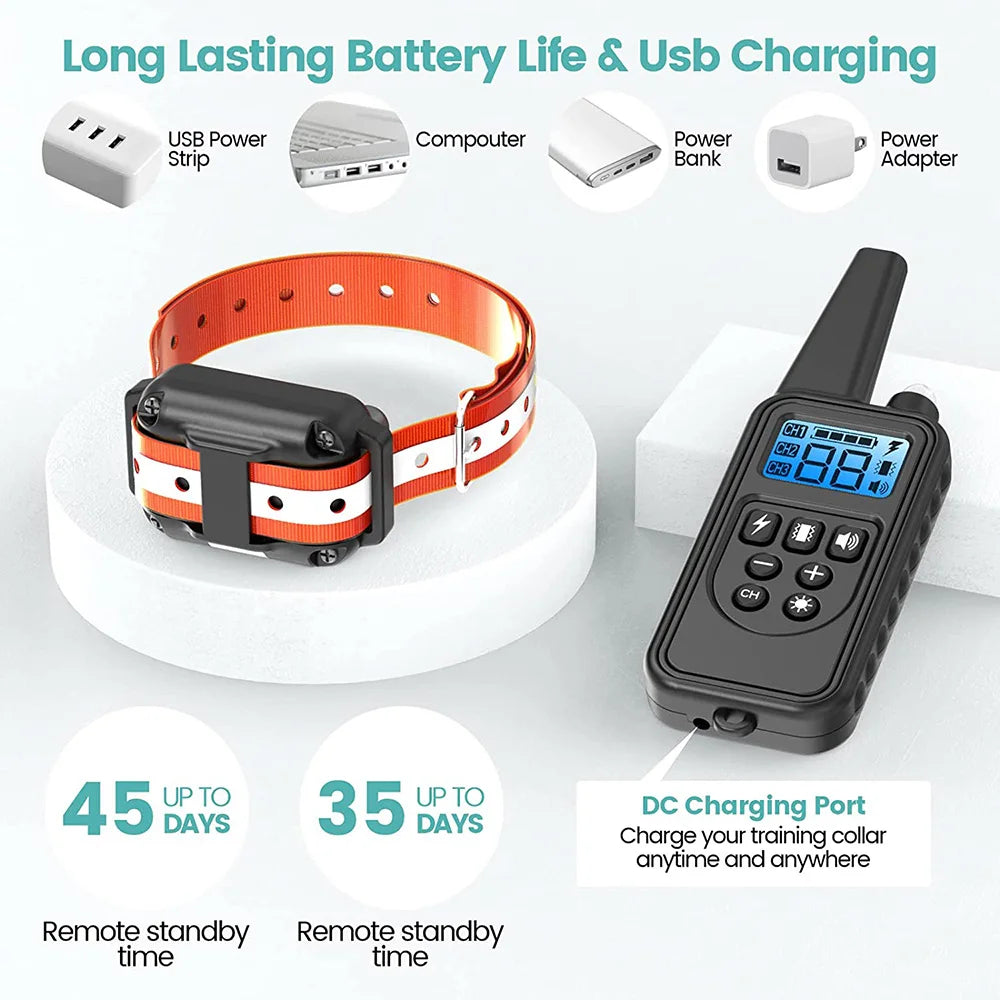 Revolutionary Electric Dog Training Collar - Rechargeable, Waterproof, and Remote-Controlled Anti-Barking Solution for All Dogs