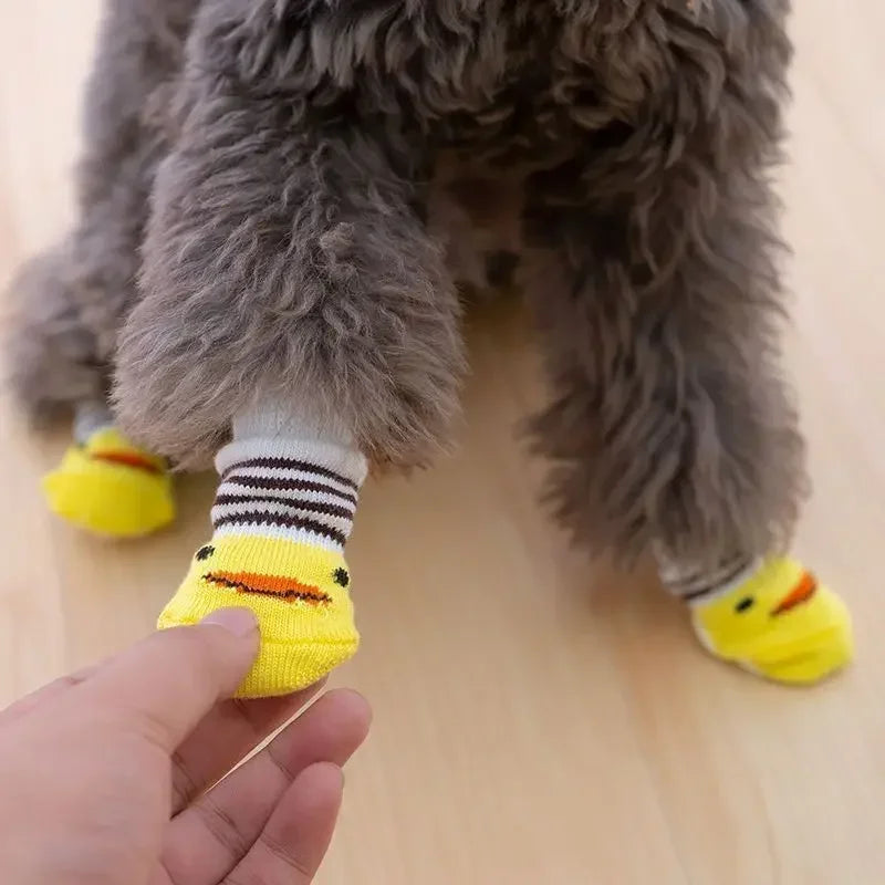 4 Pcs/Set Adorable Non-Slip Pet Socks for Cats and Puppies - Protects Paws and Keeps Them Warm!