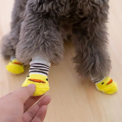 4 Pcs/Set Adorable Non-Slip Pet Socks for Cats and Puppies - Protects Paws and Keeps Them Warm!