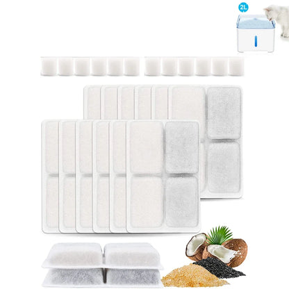 Premium Cat Water Fountain Replacement Filters with Coconut Activated Carbon - Perfect for 2L Dispensers