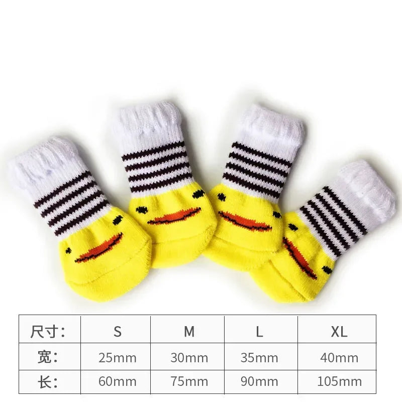 4 Pcs/Set Adorable Non-Slip Pet Socks for Cats and Puppies - Protects Paws and Keeps Them Warm!