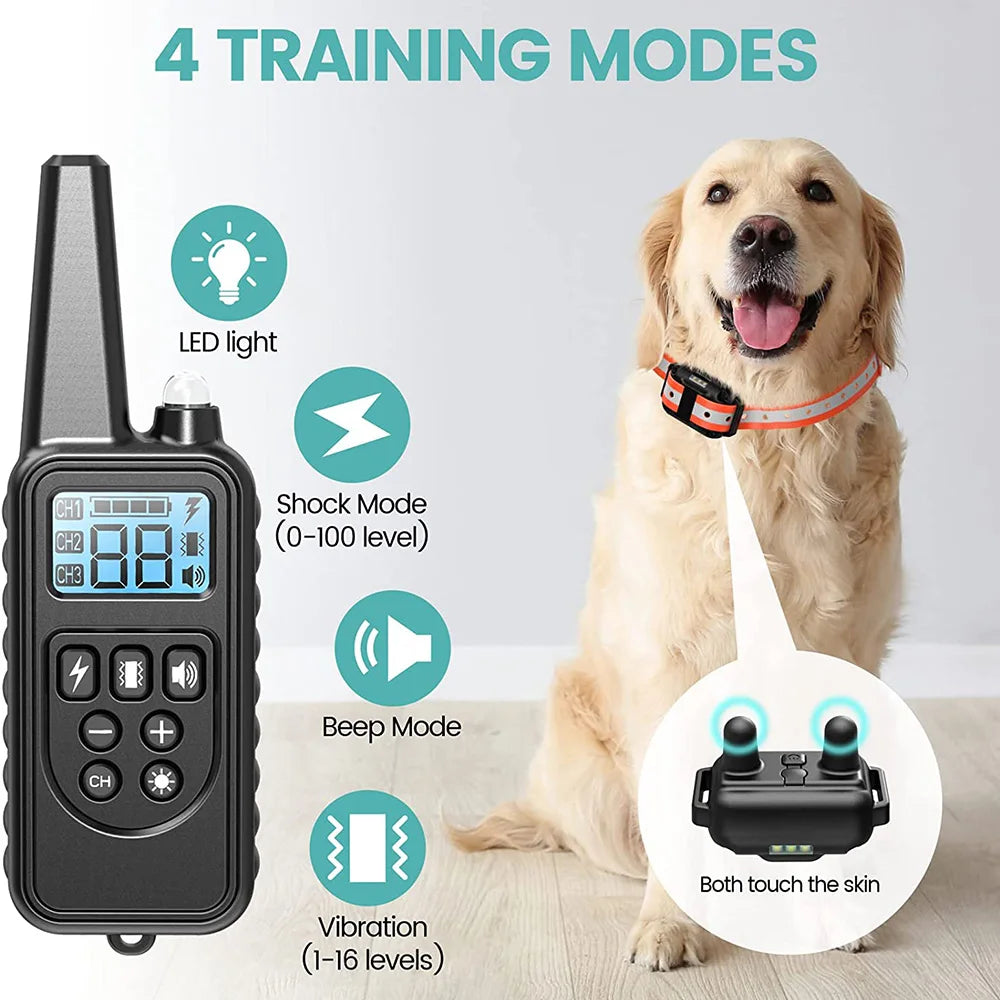 Revolutionary Electric Dog Training Collar - Rechargeable, Waterproof, and Remote-Controlled Anti-Barking Solution for All Dogs