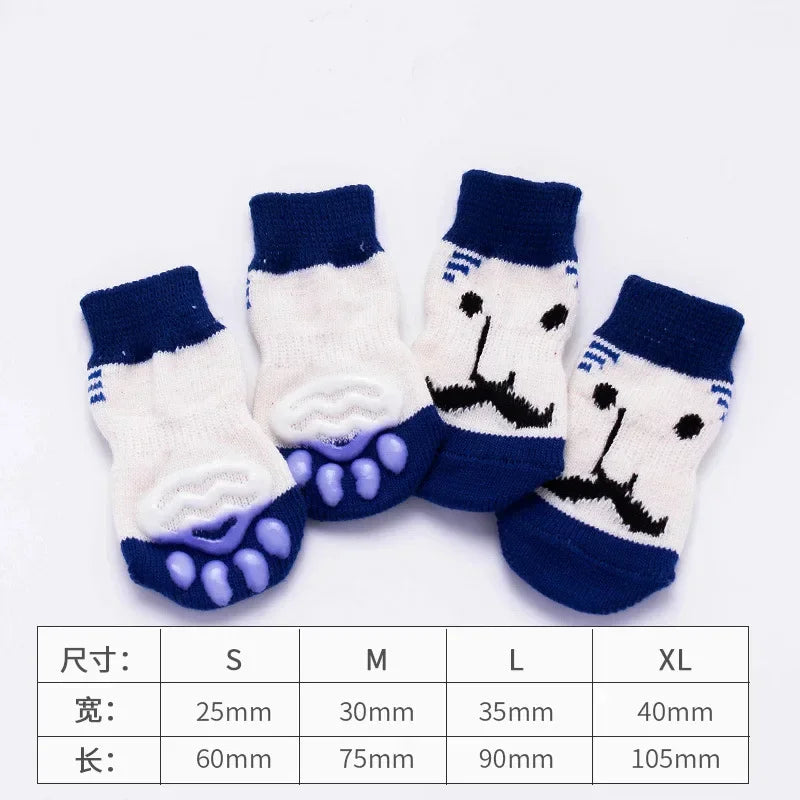 4 Pcs/Set Adorable Non-Slip Pet Socks for Cats and Puppies - Protects Paws and Keeps Them Warm!