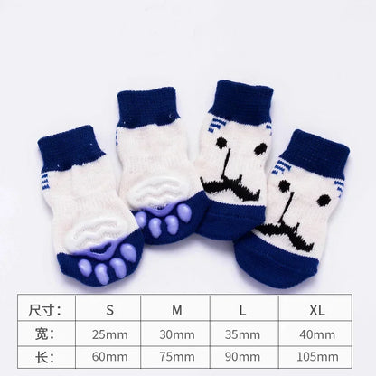 4 Pcs/Set Adorable Non-Slip Pet Socks for Cats and Puppies - Protects Paws and Keeps Them Warm!
