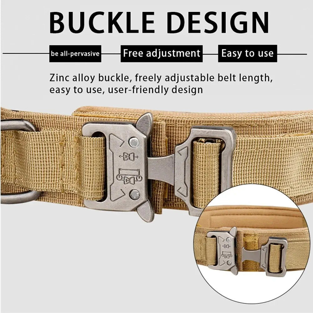 Durable Outdoor Tactical Dog Collar with Metal Buckle - Breathable Nylon for Medium and Large Dogs