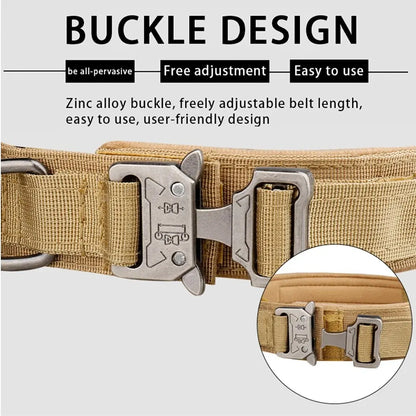 Durable Outdoor Tactical Dog Collar with Metal Buckle - Breathable Nylon for Medium and Large Dogs