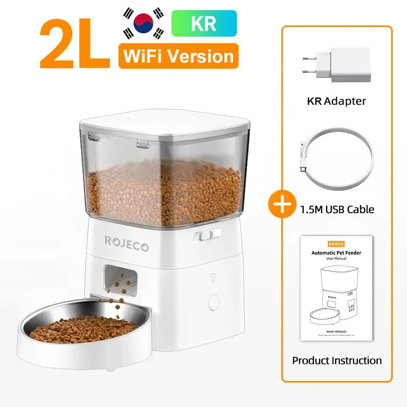 Revolutionary 2L Automatic Cat Feeder - Smart WIFI Pet Food Dispenser for Dogs and Cats with Remote Control